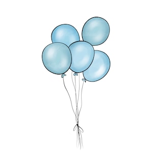Balloons PNG, Blue Balloons Clip art, Birthday Clipart, Digital Download