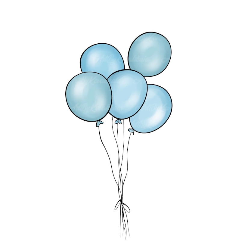 Balloons PNG, Blue Balloons Clip Art, Birthday Clipart, Digital