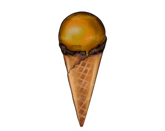 Ice Cream Clipart, Ice Cream Cone PNG, Digital Download