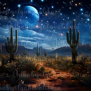 Arizona Landschaft, Aquarell Nacht Arizona Landschaft, Wüste, digitale Kunst, druckbar, kommerziell kostenlos, DIGITALER DOWNLOAD