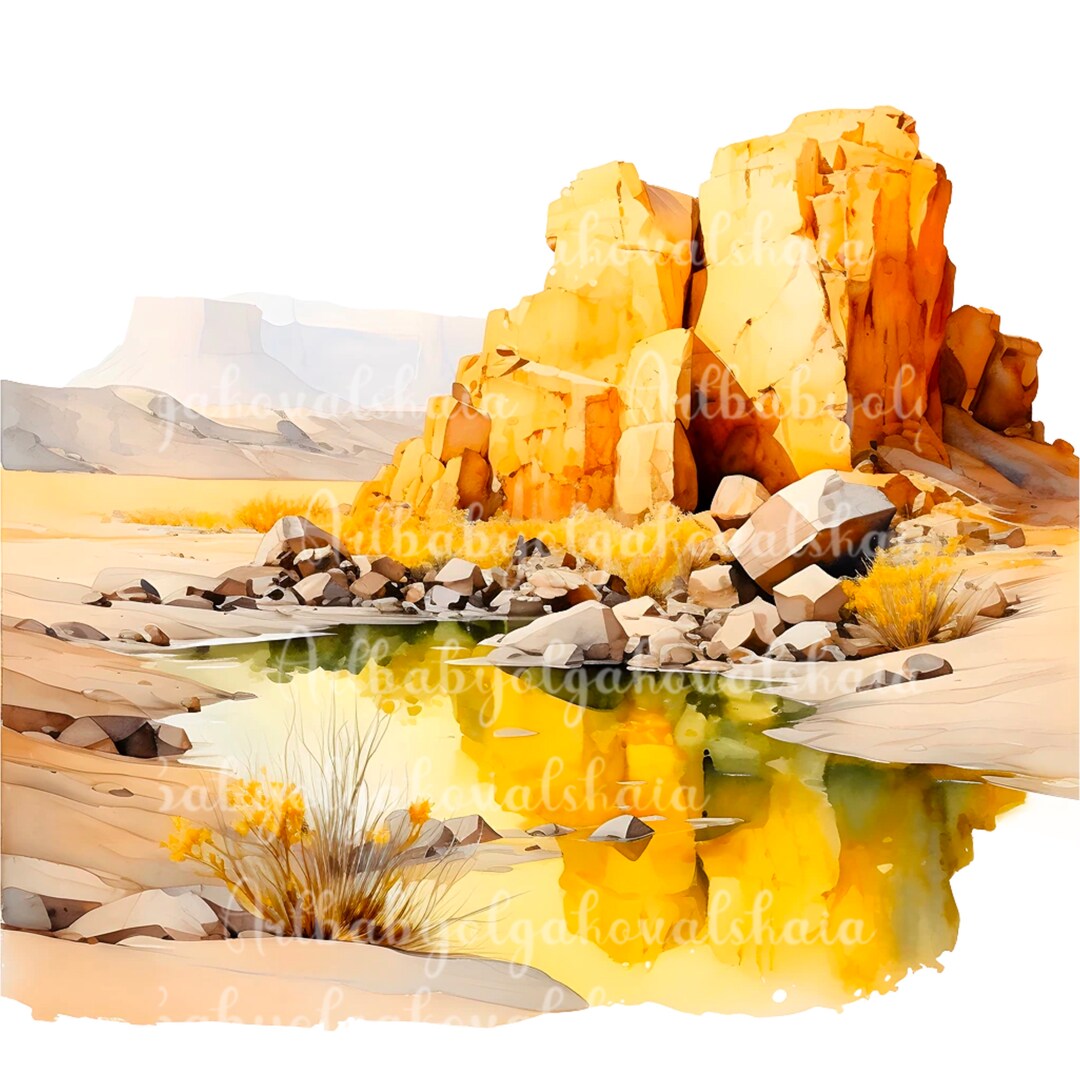 2 Nevada Landscapes Bundle, Watercolor Nevada Landscapes, Desert