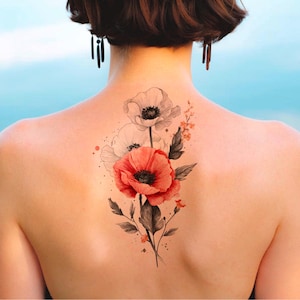 Poppy, Tattoo Design, Floral Tattoo PNG, Digital Download