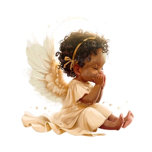 Angel PNG, African American Baby Clipart, Baby Shower, Digital Download