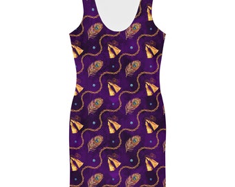 Peacock Feather Rope Elegant Dress, Pretty Purple Dress Design, Animal Print  - Etsy