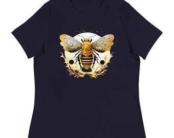 Relaxed Queen Bee T-shirt voor dames, katoenen T-shirt met ronde hals en korte mouwen