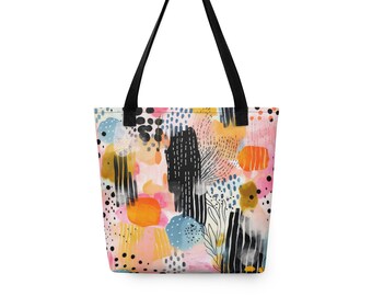 Abstract Design Tote Bag Polyester Shoulder Bag Abstract