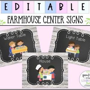 Editable Farmhouse Themed Center Signs