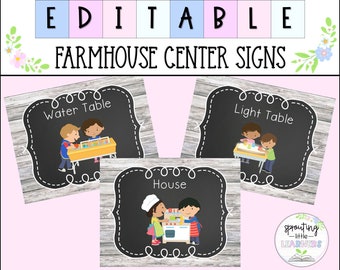 Editable Farmhouse Themed Center Signs
