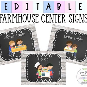 Bauernhaus Klassenzimmer Center Signs | Vorschulzentren | Tagespflege | Druckbar & Bearbeitbar | Blankovorlage