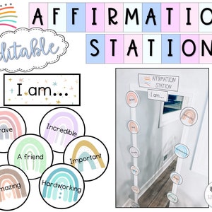 Boho Regenbogen Affirmation Station | Bearbeitbar