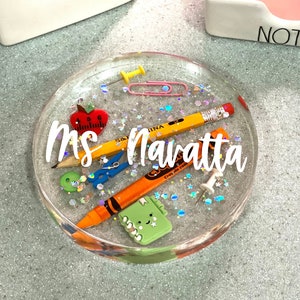 Personalized Teacher Coaster Teacher Paperweight, Perfect Teacher Gift! Teacher Desk Accessory Teacher Appreciation Custom Teacher Name Tag