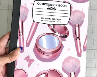 Personalized Composition Notebooks - Pink Collection - Pink Bows - Makeup - Pink Dinos
