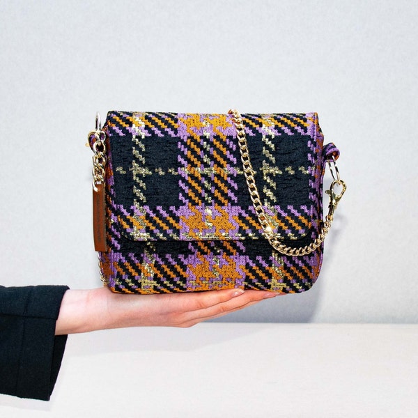 Sac bandoulière en tartan Sac en tissu écossais, petit sac à main en tartan pour femme, sac à main pour femme, sac cocktail