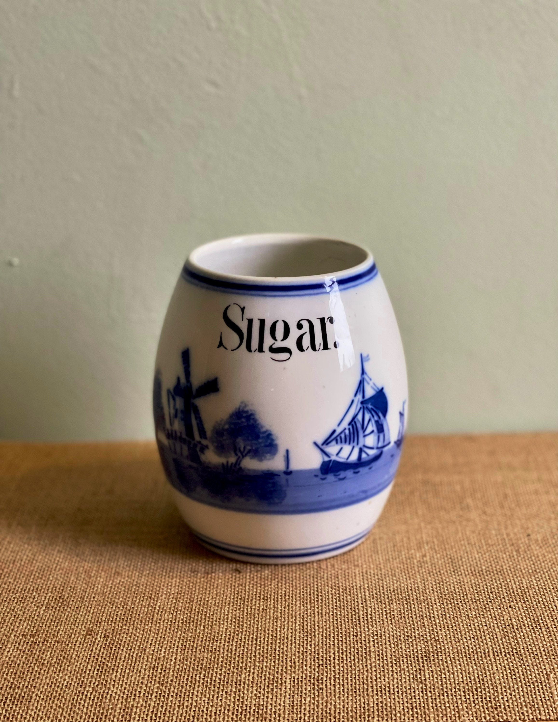 19s Delft Blue Sugar Canister Etsy Ireland