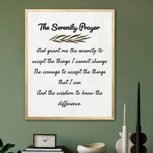 Serenity Prayer Print, Inspirational quote, Inspirational prayer, Inspirational Wall Décor, Printable Wall Art, Office Quote, Digital Prayer