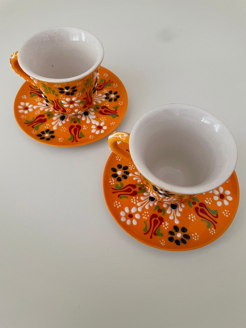 Boho Ceramic Espresso Cups and Saucers Set Traditional Coffee Etsy