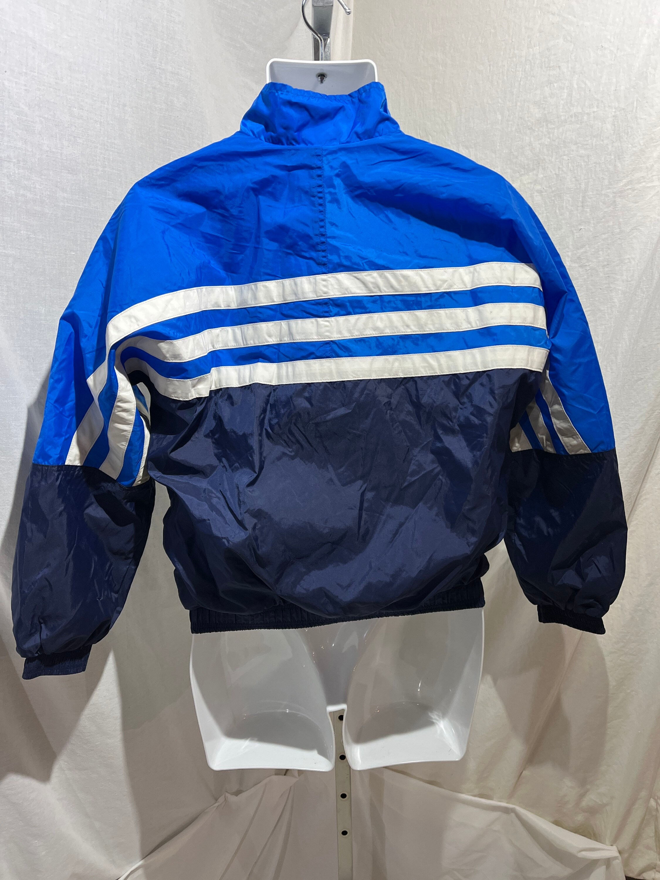 【ADIDAS】Original LONG WINDBREAKER Jacket Blue★追跡可 Vintage Adidas Jacket Adult Size Large Blue Long Sleeve