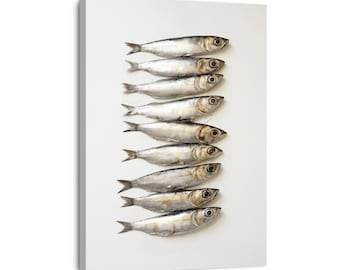 Sardine Print, French Kitchen Wall Art, Fishes Poster, Sardine Illustration, Ready to Hang
