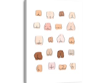 Ass Bathroom Print, Funny Bathroom Art Print, Funny Bum Print, Bathroom Bum Print, Ready To Hang