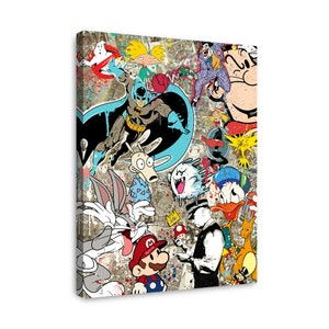 Pop Art Cartoon, Cartoon Canvas, Superhero Wall Art, Framed Pop Art, Kids Room Decor