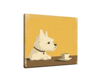 Dog Coffee Poster, Dog Coffee Art, Coffee Dog Picture, Funny Dog Art Print, Dog Lover Kitchen