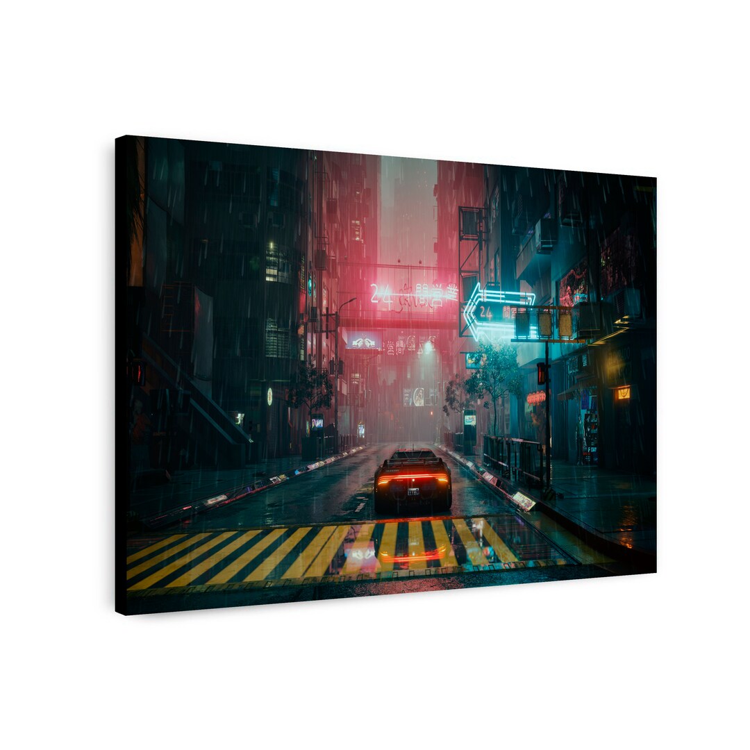 Cyberpunk Art Poster, Neon City Wall Art, Cyberpunk 2077 Poster, Video ...