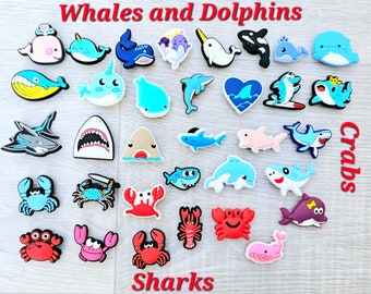 Under The Sea Jibbitz Whales Dolphins Narwhal Shark Crabs Ocean Deep  Fashion Funky Funny Jibz Crocs Clogs Charm