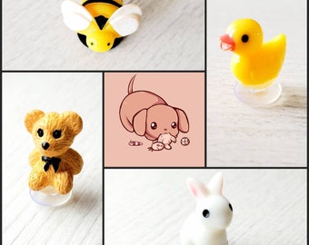 Yellow Duck 3D Jibbitz Brooches Fashion Funny Jibz Crocs Clogs Charm Emoji Cute Kawaii Kids Boys Girls Farm Animal Teddy Bee Bunny Rabbit