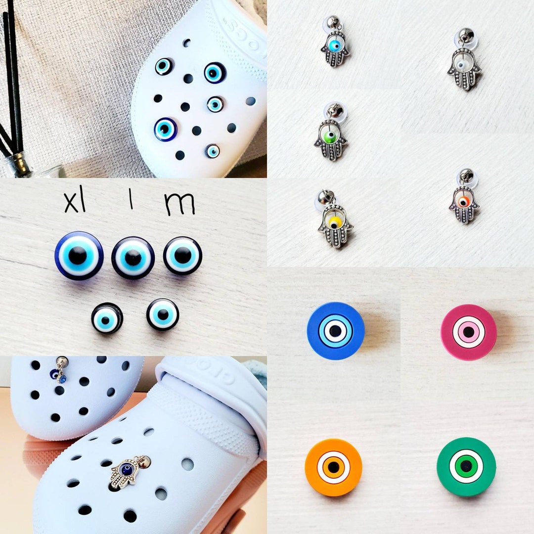 Jibbitz Turkish Evil Eye Blue Green Pink Orange Metal Hansa Etsy UK