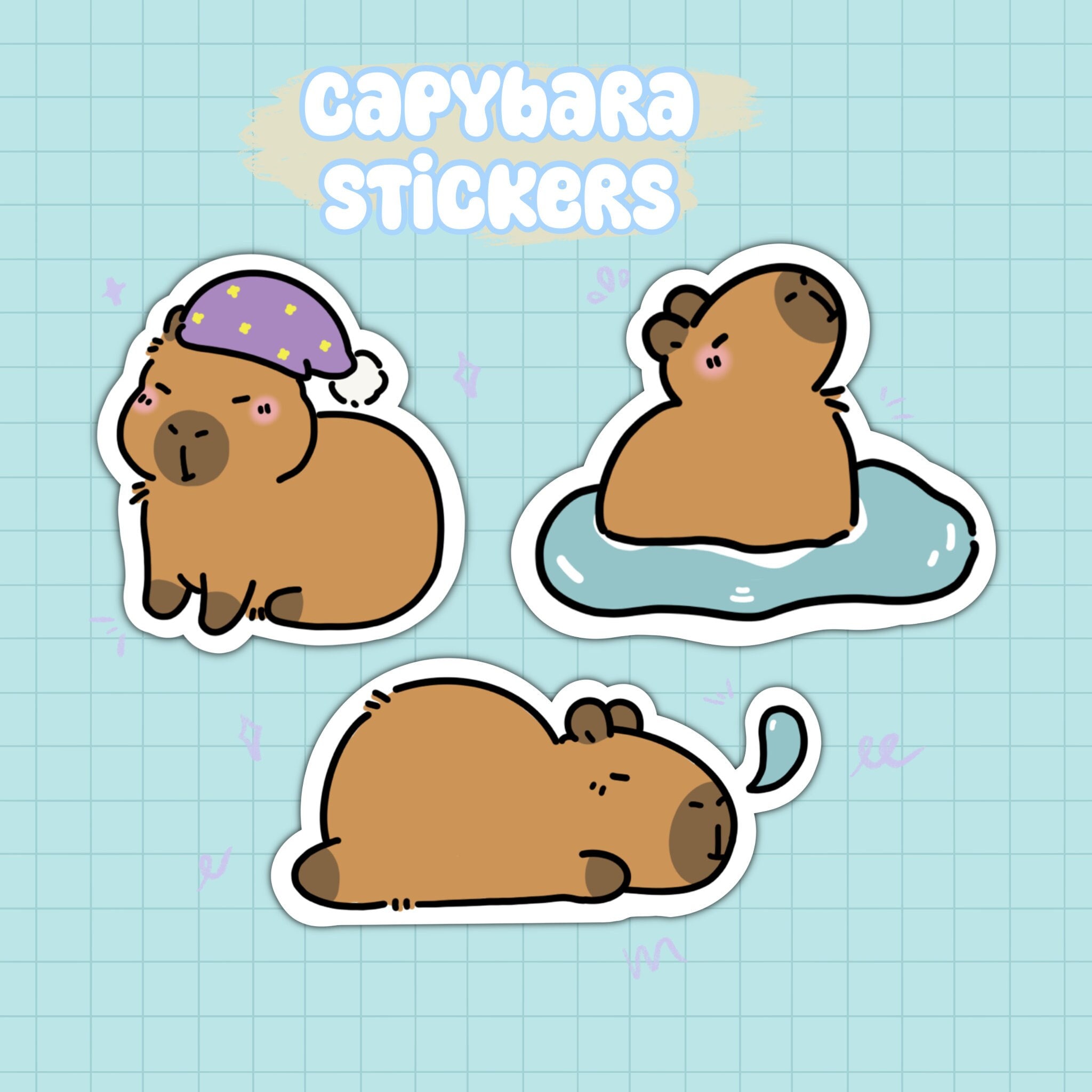 Capybara Stickers | Premium Vinyl, Hydroflask Stickers, Laptop Decals ...