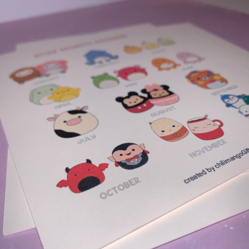 Squishmallow Inspired Mini Calendar 2022 Desk Calendar 12 Etsy