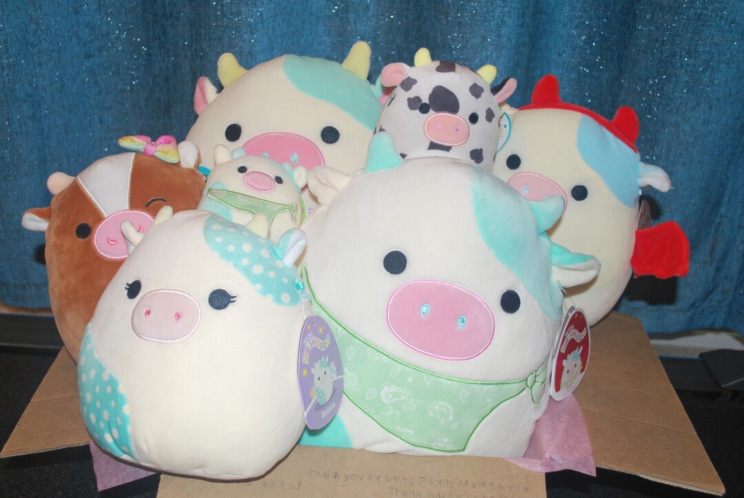 Squishmallow Cow Mystery Box Gift and Goodies Bundle Squishmallow Pack, Mystery Box, Gift Box ...
