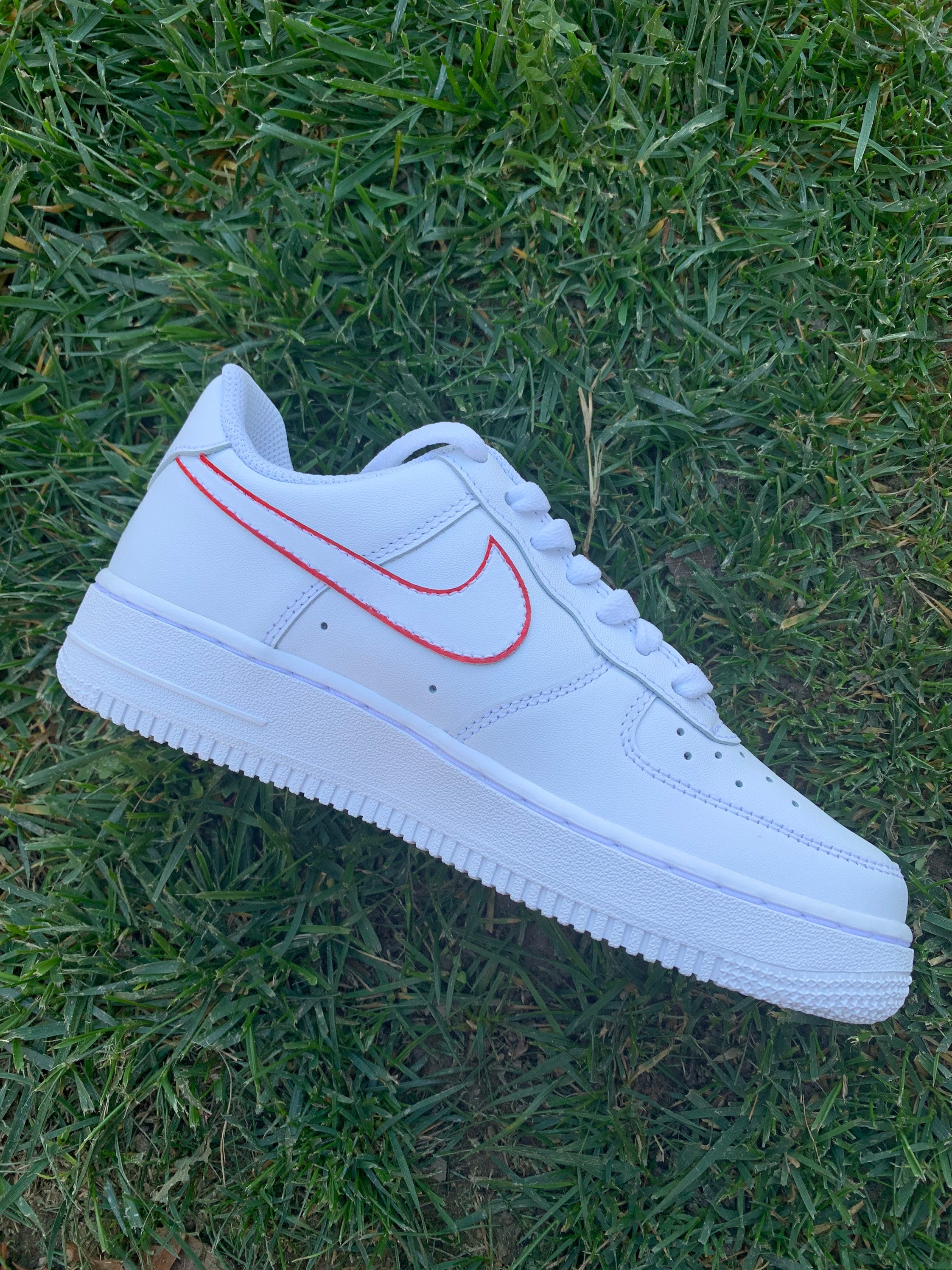 Red Outlined Nike Air Force 1red & White Nike Air Force One - Etsy