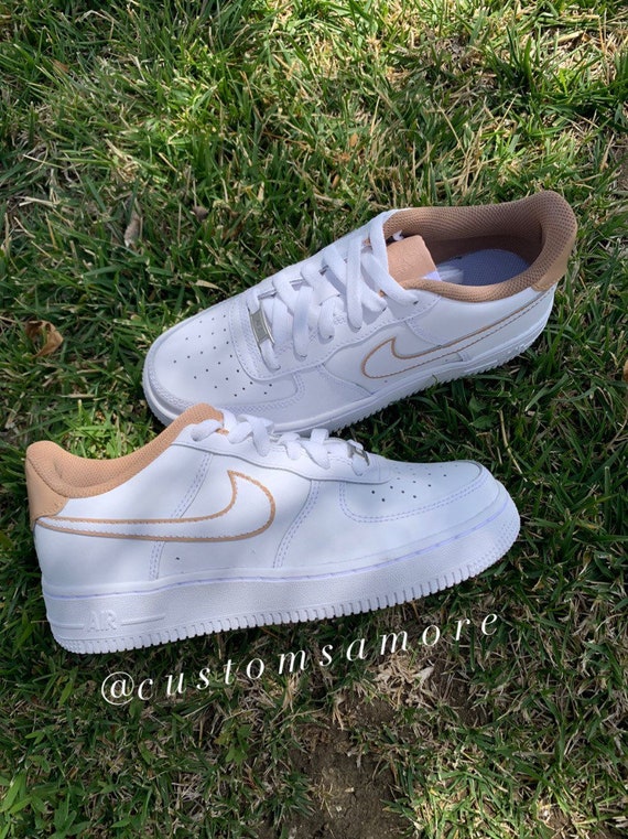 PAINT JOB Beige Outlined Nike Air Force 1 Light - Etsy
