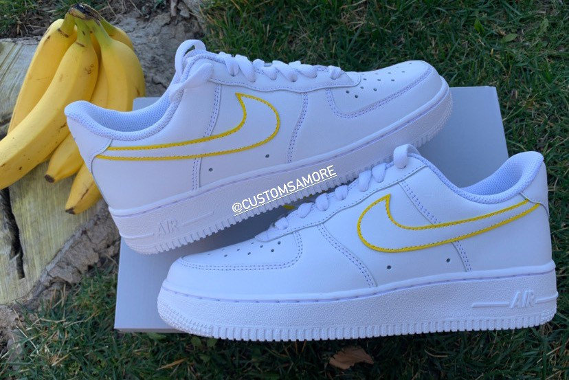 Yellow Outlined Nike Air Force Onesyellow and White Nike Air 