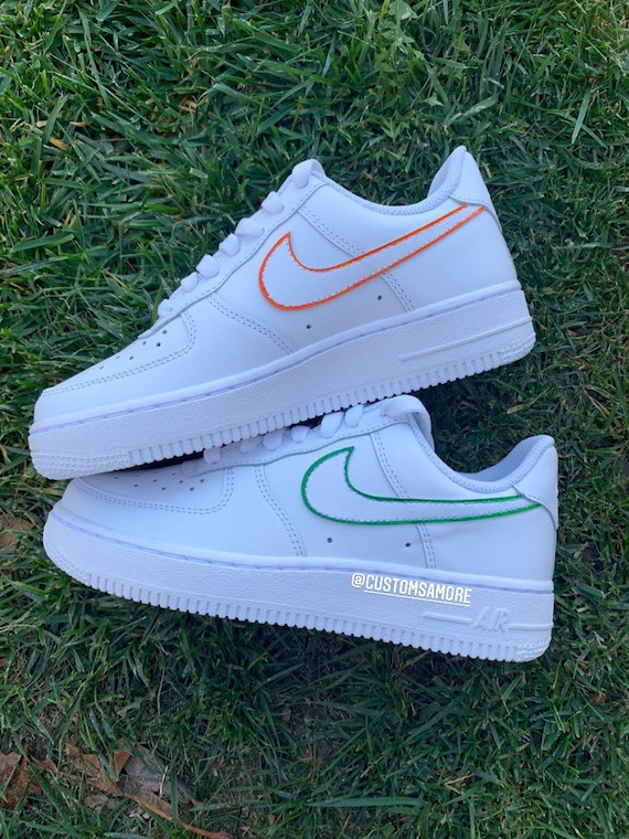 Outlined Nike Air Force Ones, green and 