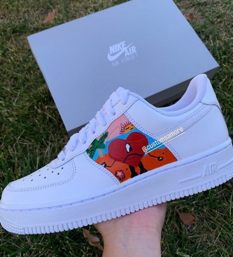 Bad Bunny Af1 Custom Sneakers Custom Shoes Bad Bunny Un Etsy