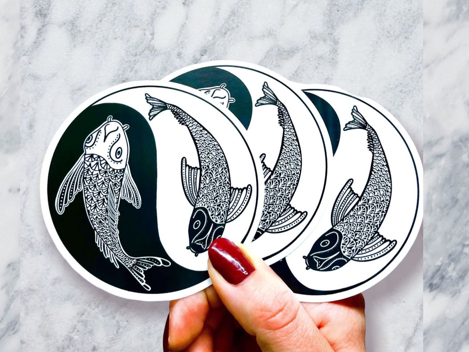 Yin Yang Koi Fish Sticker, Zen Sticker, Bumper Sticker, Gifts for her, Car Sticker, Waterbottle Sticker, Vinyl Sticker, Cute Sticker