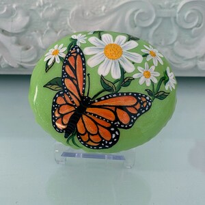 Monarch Butterfly Hand Painted on a Large Arizona River Rock - Stone by Val