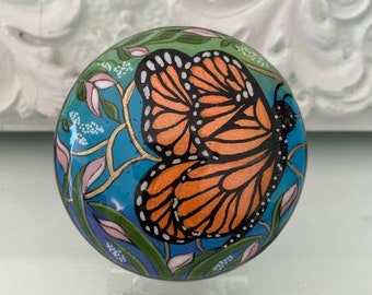 Monarch Butterfly Hand Painted on Man Made Stone - Stone by Val