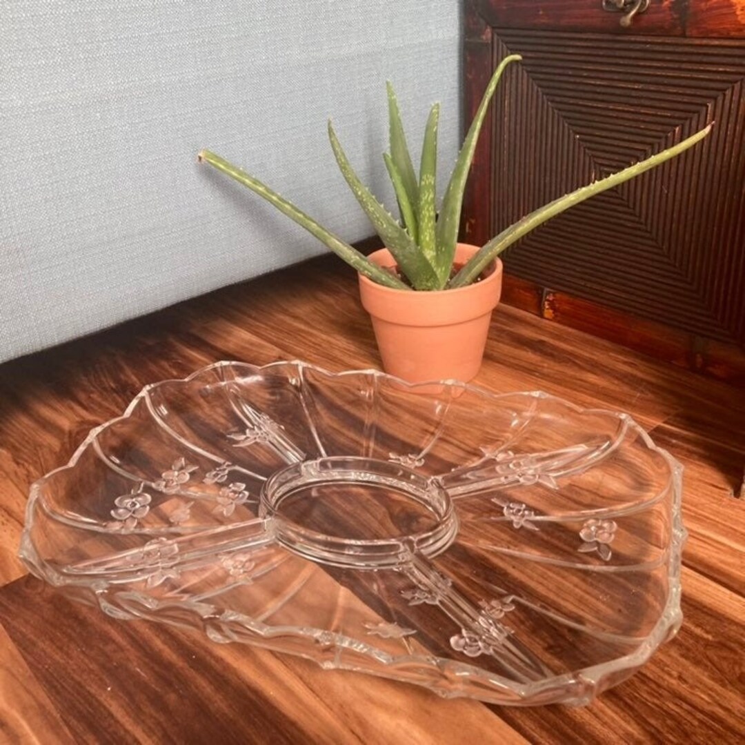 Vintage Glass Serving Tray Etsy