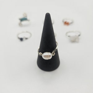 Handcrafted Wire Ring with Freshwater Baroque Pearl Sterling Silver Wire Wrapped Jewelry