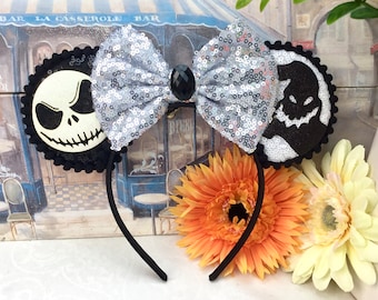 Jack Skellington Halloween Ears Headband – Sequined Disney Inspired Headwear