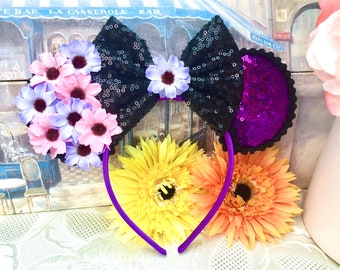 Sequin Mickey Mouse Ears Headband, Disney Inspired Flower Festival
