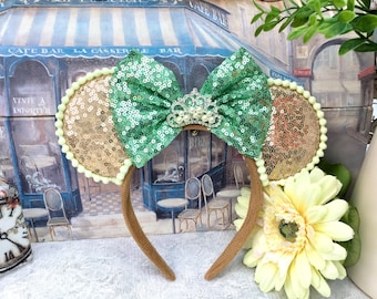 Disneys Tiana Inspired Ears - Princess and The Frog Headband - Minnie Mouse Accessories.
