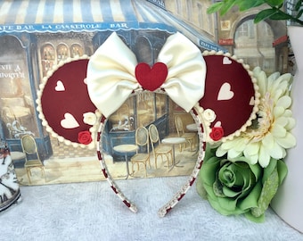 Minnie Mouse Sweetheart Ears  -Disney Inspired Mickey Mouse Headbands - Red Heart Bow.