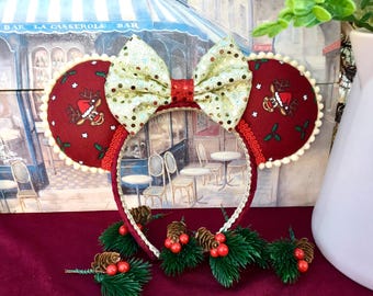 Christmas Minnie Mouse Ears Headband – Disney Inspired Holiday Accessories.