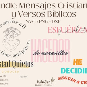 Pacote Cristão Espanhol SVG, Pacote de Versículos da Bíblia PNG Religioso Jesus Deus Fé DXF Mensagens Cristãs Versículos da Bíblia