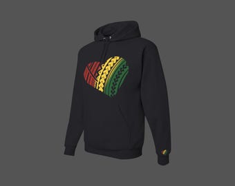 Reggae Hawaiian tribal heart black Hoodie