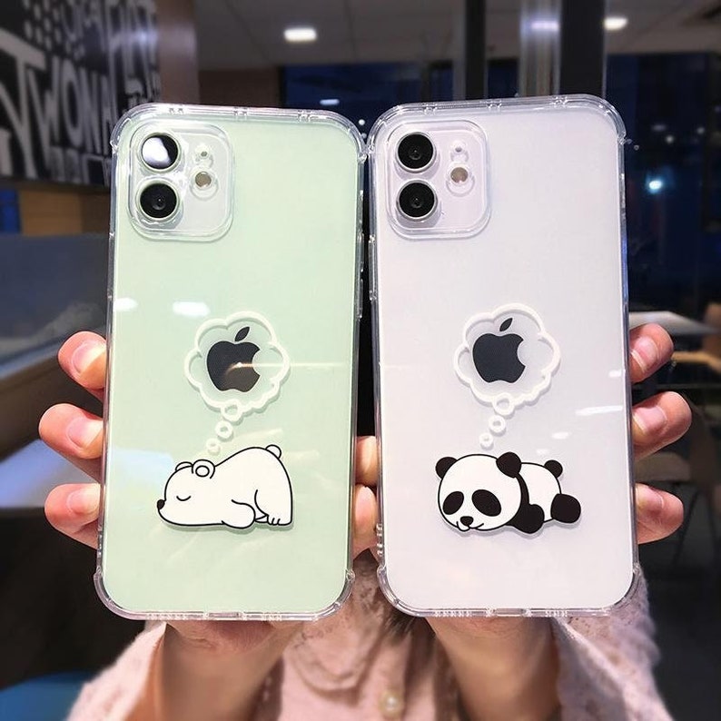 Creative Bear Panda Animal Phone Case For iPhone 11 12 13 Pro Max Clear Shockproof Lens Protection For iPhone X XS XR 7 8 Plus for everyone 